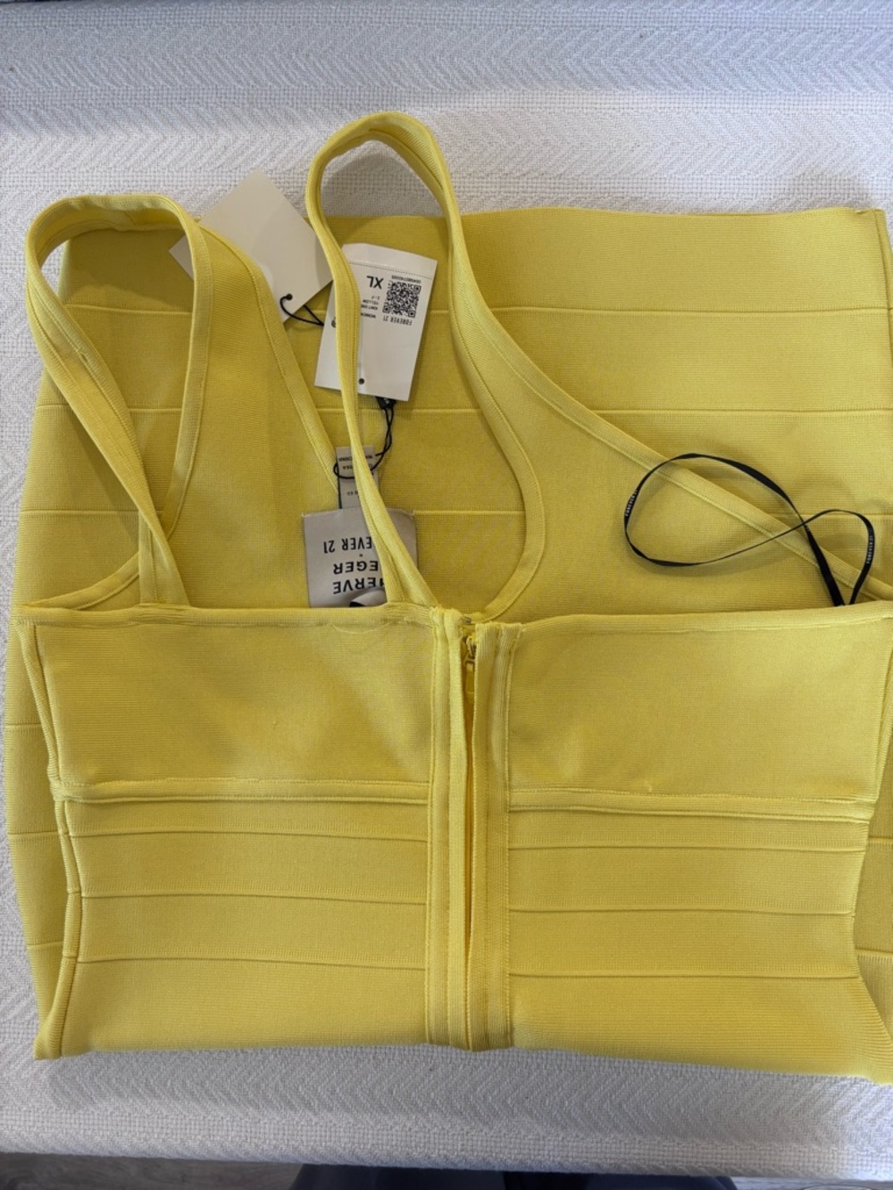 🩷Forever 21 Yellow Double-Strap V-Neck Bandage Mini Dress - Picture 11 of 13